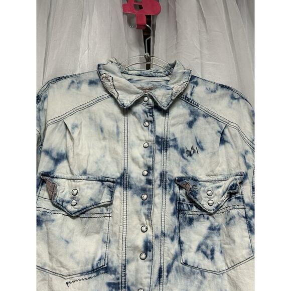 We The Free Sunshine Coast Patchwork Shacket Boho Oversized Tie Dye Sz Med - Picture 7 of 12